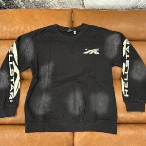 Hellstar Logo Washed Black Sweater for Men size Large